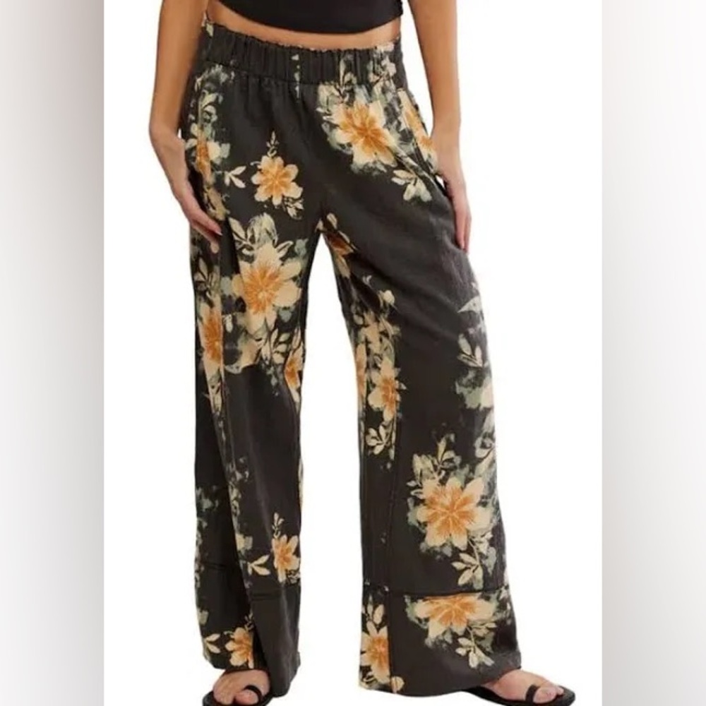 Free People Days End Pull-on Linen Wide-Leg Pants